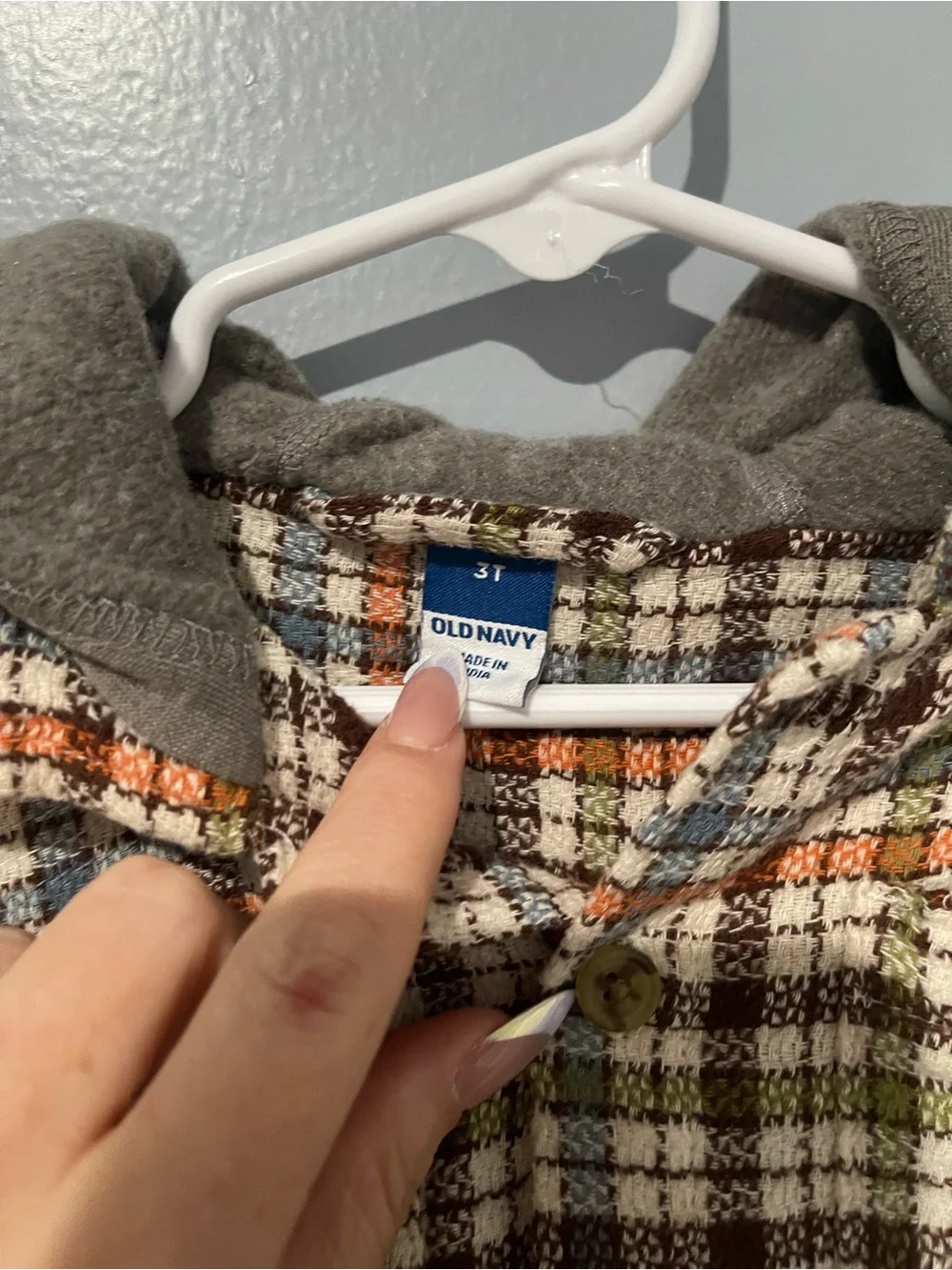 Kids Plaid Hooded Button-Up Shirt Jacket - Orange, Brown, Green | Old Navy 3T